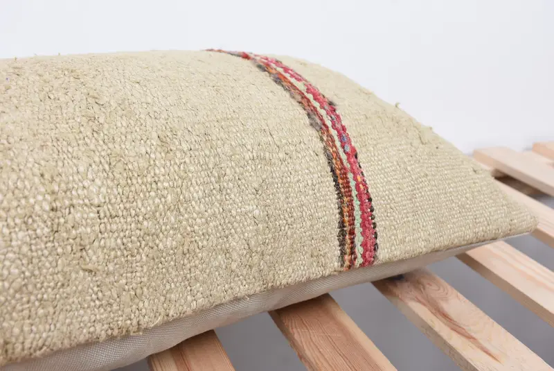 Pillow for Sofa, Handmade Throw Pillow, Kilim Pillow, Hippie Throw Cushion Case, Antique Pillows, Pillow Sham, 12x36 Beige Cushion Cover - 7