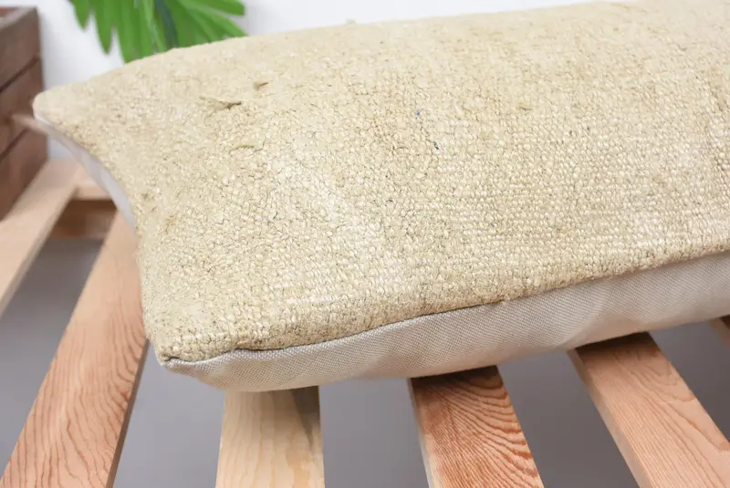 Pillow for Sofa, Handmade Throw Pillow, Kilim Pillow, Hippie Throw Cushion Case, Antique Pillows, Pillow Sham, 12x36 Beige Cushion Cover - 6