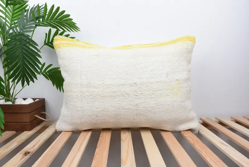 Vintage Kilim Throw Pillow, Bolster Throw Pillow Case, Pillow Case, 20x28 White Cushion Cover, Anatolian Pillow, Boho Pillow, Handmade Kilim Cushion - 1
