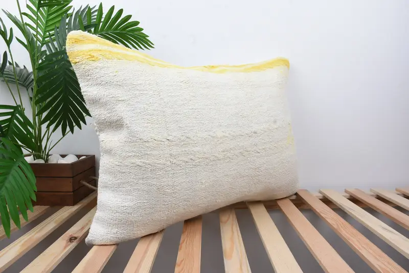 Vintage Kilim Throw Pillow, Bolster Throw Pillow Case, Pillow Case, 20x28 White Cushion Cover, Anatolian Pillow, Boho Pillow, Handmade Kilim Cushion - 4