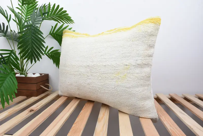 Vintage Kilim Throw Pillow, Bolster Throw Pillow Case, Pillow Case, 20x28 White Cushion Cover, Anatolian Pillow, Boho Pillow, Handmade Kilim Cushion - 5
