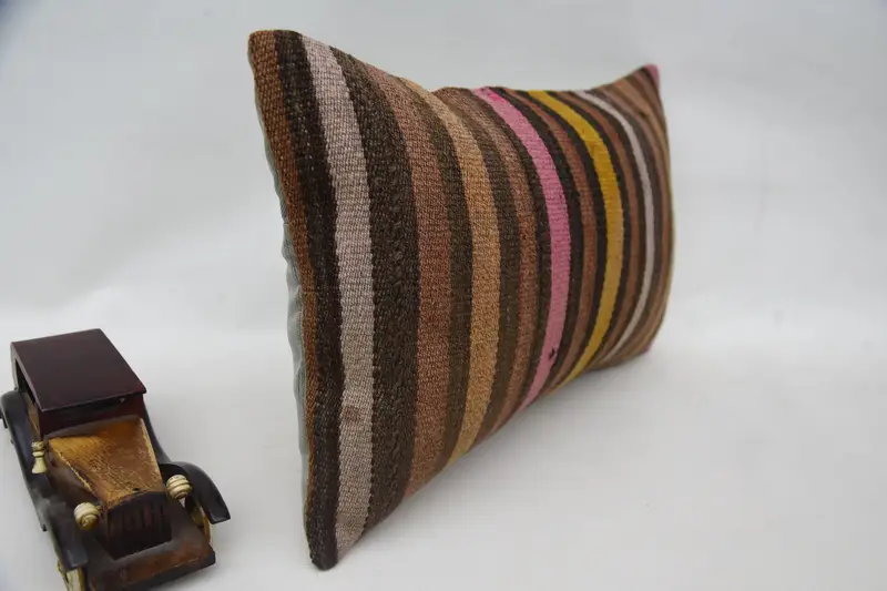 Boho Pillow, 12x20 Brown Pillow Cover, Pillow Cover, Luxury Cushion Cover, Bed Pillow, Kilim Pillow Cover, Pillow for Sofa, Turkish Bench Pillow - 2