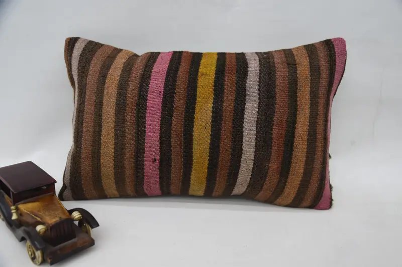 Boho Pillow, 12x20 Brown Pillow Cover, Pillow Cover, Luxury Cushion Cover, Bed Pillow, Kilim Pillow Cover, Pillow for Sofa, Turkish Bench Pillow - 1