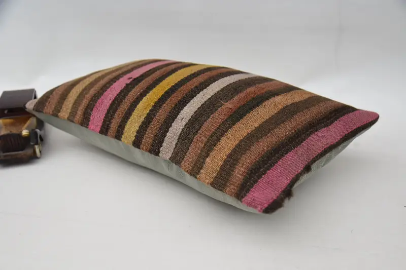 Boho Pillow, 12x20 Brown Pillow Cover, Pillow Cover, Luxury Cushion Cover, Bed Pillow, Kilim Pillow Cover, Pillow for Sofa, Turkish Bench Pillow - 6