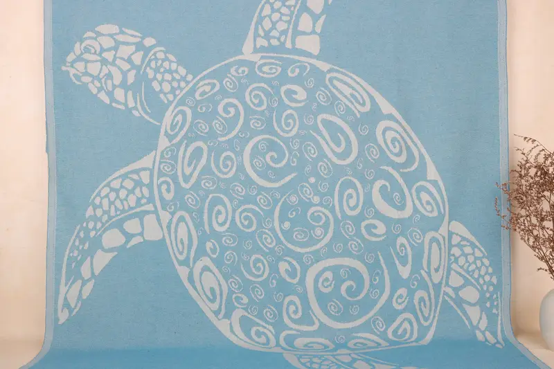 Türkisches Badetuch, türkis gemustertes Tierhandtuch, 101,6 x 180,9 cm