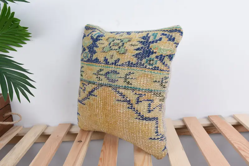 14x14 Blue Cushion Case, Turkish Pillow, Nautical Throw Cushion Case, Turkish Kilim Pillow, Cushion Cover, Gift Pillow - 5