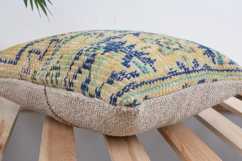 14x14 Blue Cushion Case, Turkish Pillow, Nautical Throw Cushion Case, Turkish Kilim Pillow, Cushion Cover, Gift Pillow - 6