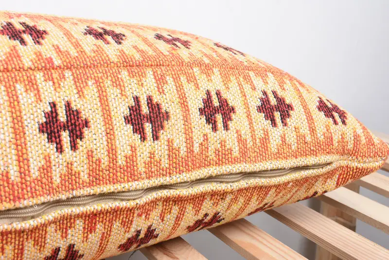 16x43 Orange Cushion Cover, Christmas Cushion, Cushion Cover, Aztec Cushion, Turkish Kilim Pillow, Handmade Kilim Cushion, Home Decor Pillow - 7
