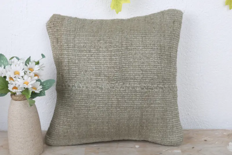 Pillow, Muted Pillow Case, 12x12 Brown Pillow Case, Gift Pillow, Handmade Kilim Cushion, Wholesale Pillow Sham, Ethnical Kilim Rug Pillow - 2