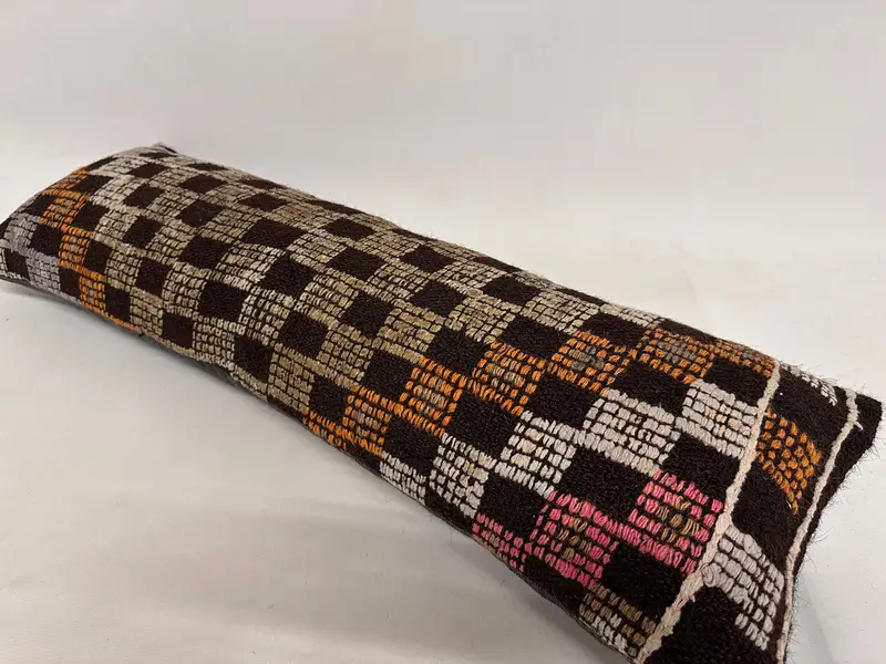 Throw Kilim Pillow, Chair Pillow, Turkish Pillow, 12x36 Brown Cushion Cover, Pillow Case, Turkish Kilim Pillow, Ethnic Throw Pillow Case - 6