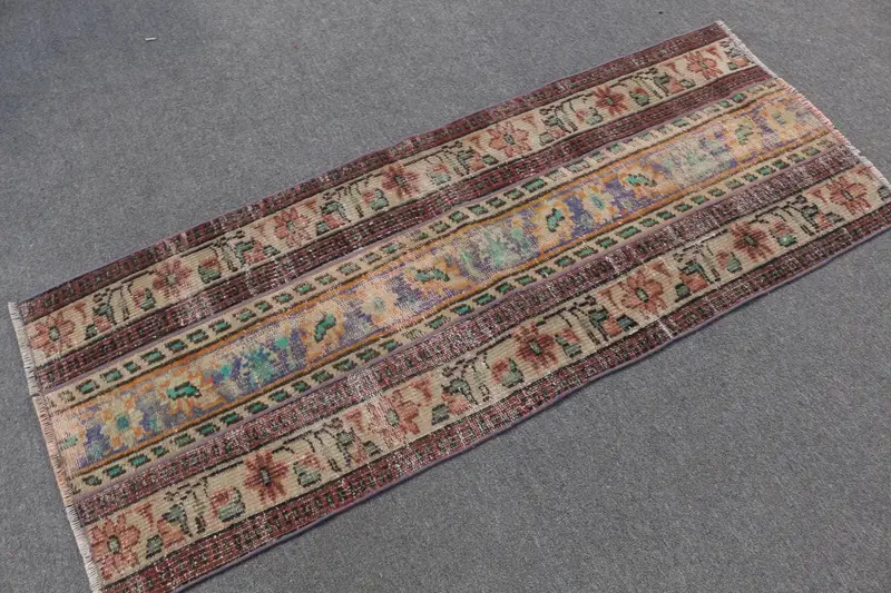 Türk Vintage Halı, Yolluk 2.1x5.5 ft (65x168 cm) Halı, Kırmızı Fas Yün Halısı - 1