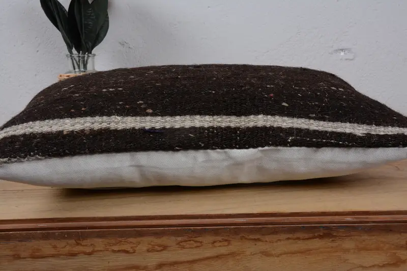 Pillow Cover, Boho Pillow Sham Cover, Pillow for Couch, Kilim Pillow, Turkish Corner Pillow Sham, Farmhouse Pillow Cover, 12x20 Brown Pillow - 5