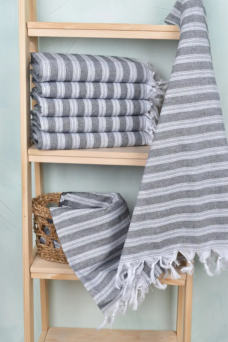 Custom Beach Towel, Turkish Towel USA, 70x40 Cotton Striped Towel, Handwoven Turkish bath towel, House Warming Gift, Hammam towel, Custom Bath Towel - 3