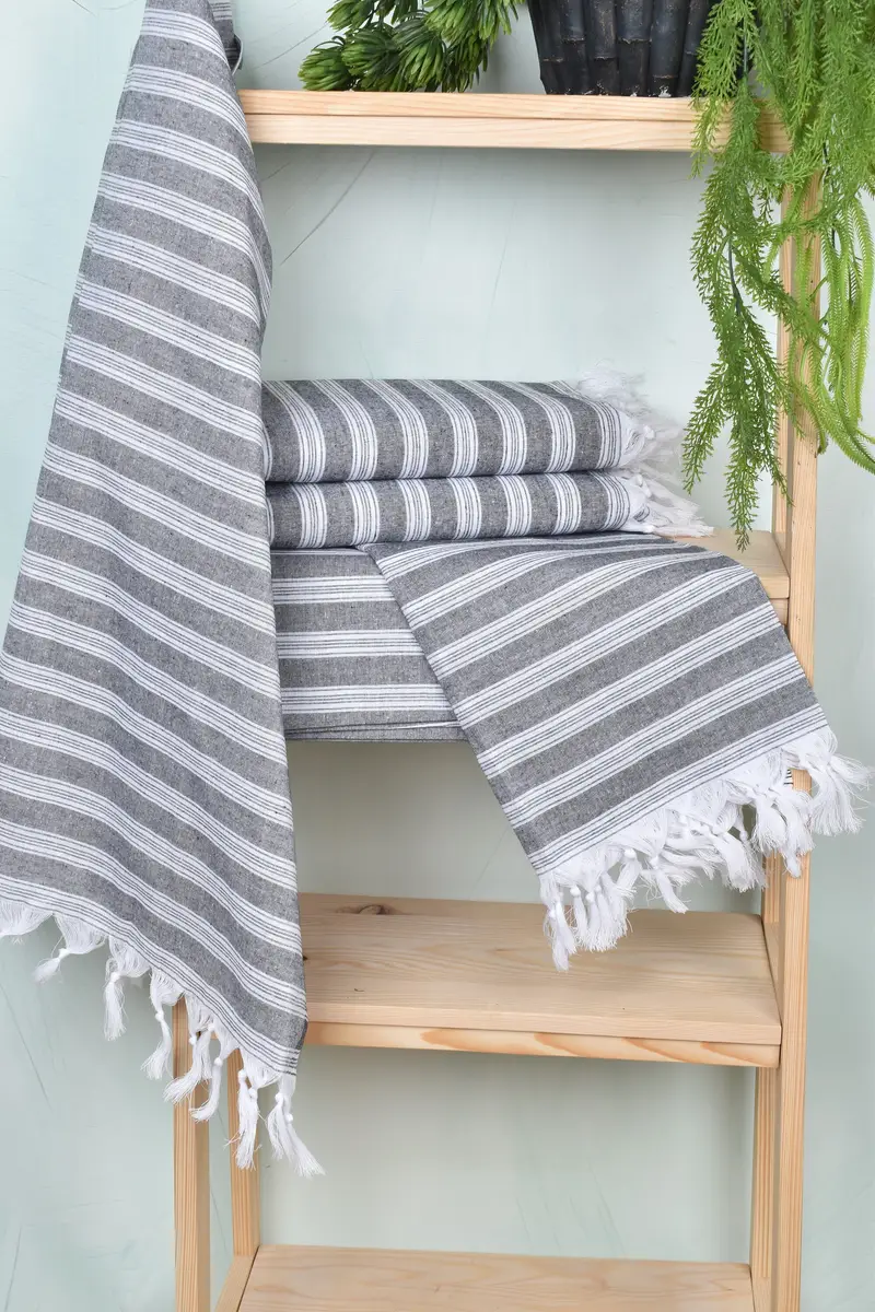 Custom Beach Towel, Turkish Towel USA, 70x40 Cotton Striped Towel, Handwoven Turkish bath towel, House Warming Gift, Hammam towel, Custom Bath Towel - 6