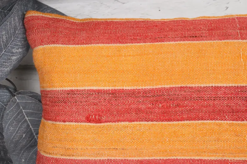 Ethnic Throw Cushion, Boho Pillow Sham Cover, Cushion Cover, Kilim Cushion Sham, Ethnical Kilim Rug Pillow, 12x20 Orange Pillow Sham - 2