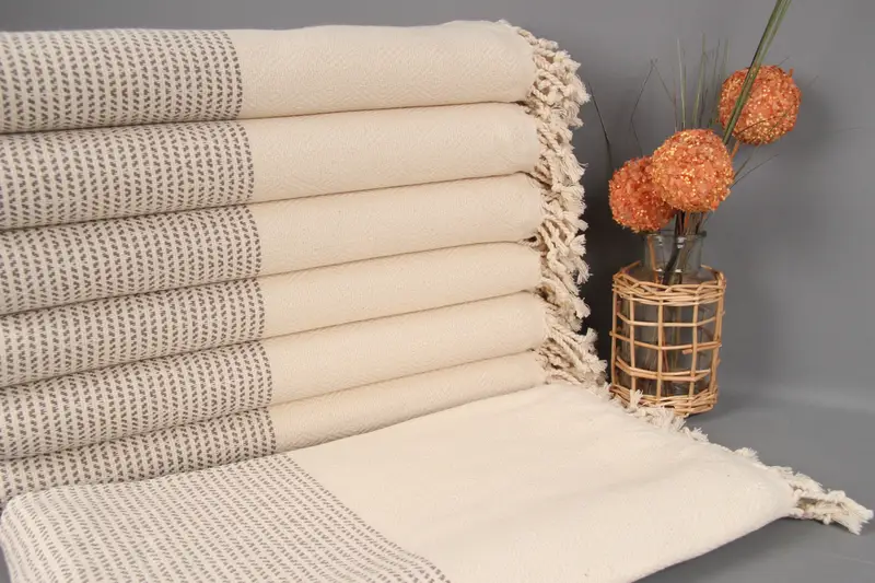 Personalized Turkish Towel Brown Diamond, Organic Cotton, 40x71 Inches