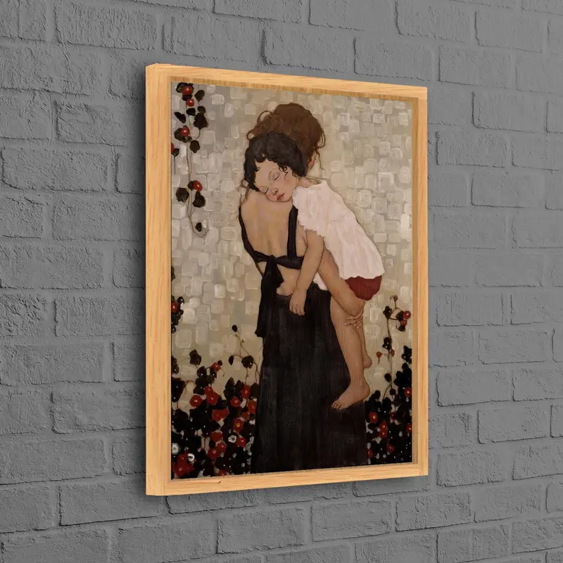 モダン クリムト アール ヌーボー キャンバス プリント - お母さんへのエレガントなギフト
