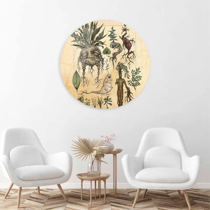 魅惑の薬草学キャンバス: 神秘的な植物アート プリント