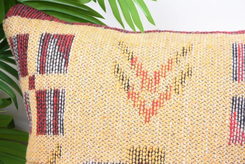 Cotton Cushion Case, Cushion, 14x14 Yellow Pillow Sham, Kilim Pillow, Outdoor Throw Pillow, Turkish Pillow, Throw Kilim Pillow - 2