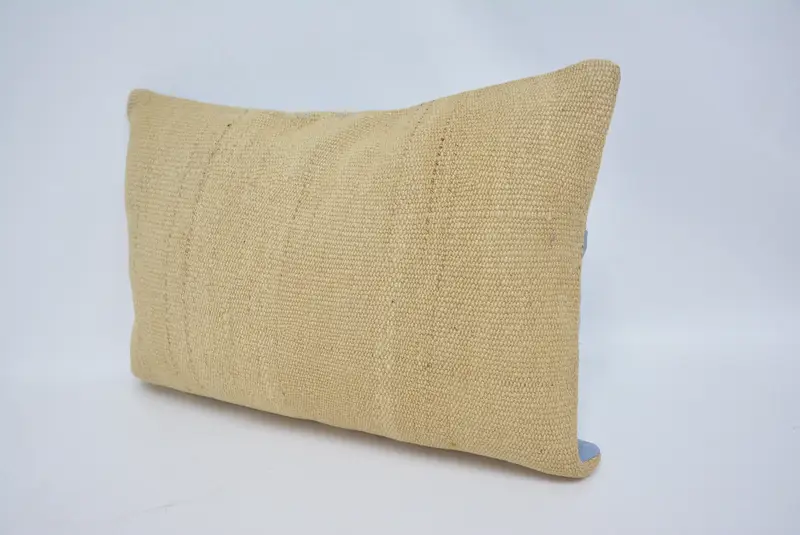 Pillow for Couch, Pillow Sham, Ethnic Throw Cushion Case, Handmade Kilim Cushion, 16x24 Beige Cushion Case, Home Decor Pillow - 4
