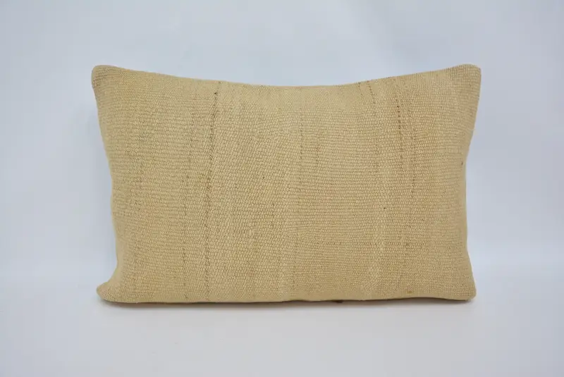 Pillow for Couch, Pillow Sham, Ethnic Throw Cushion Case, Handmade Kilim Cushion, 16x24 Beige Cushion Case, Home Decor Pillow - 1