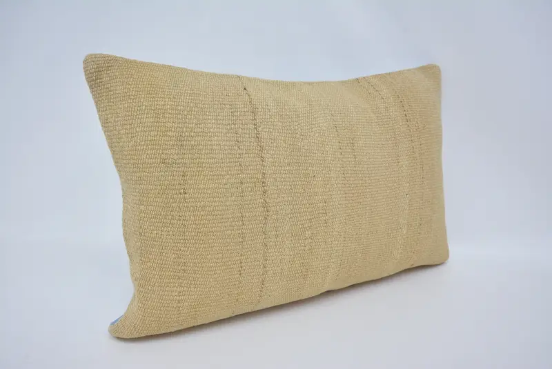 Pillow for Couch, Pillow Sham, Ethnic Throw Cushion Case, Handmade Kilim Cushion, 16x24 Beige Cushion Case, Home Decor Pillow - 3