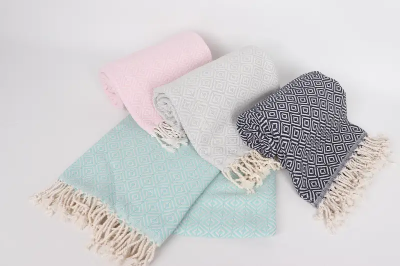 Monogrammed Beach Towel, Mother Of The Groom Gift, Handwoven Turkish Towel, Home Decor Gifts, Personalized Beach Towel, 70x40 Cotton Diamond Towel - 5