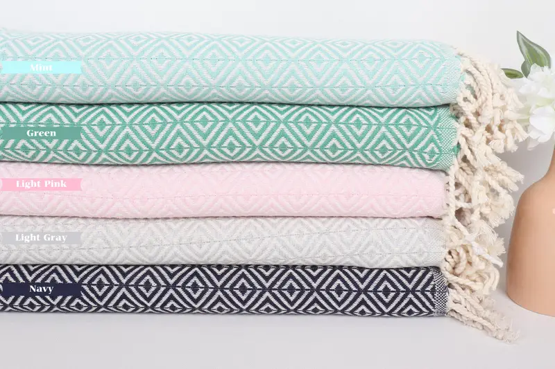 Monogrammed Beach Towel, Mother Of The Groom Gift, Handwoven Turkish Towel, Home Decor Gifts, Personalized Beach Towel, 70x40 Cotton Diamond Towel - 1