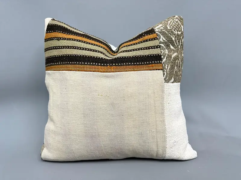 Pillow Case, 18x18 Beige Pillow Cover, Luxury Pillow Sham, Pillow for Sofa, Boho Pillow Sham Cover, Ethnic Pillow Cover Pillow Cover, Turkish Pillow - 1