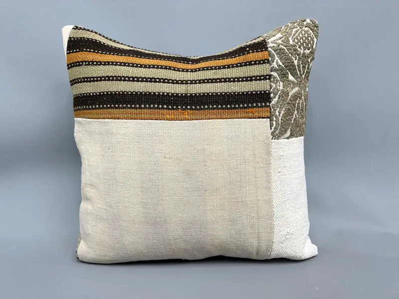 Pillow Case, 18x18 Beige Pillow Cover, Luxury Pillow Sham, Pillow for Sofa, Boho Pillow Sham Cover, Ethnic Pillow Cover Pillow Cover, Turkish Pillow - 4