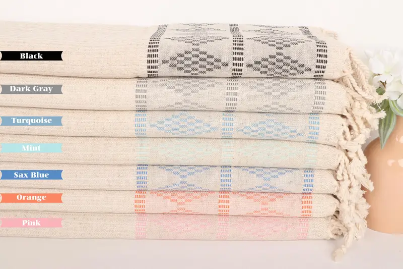 Monogram Kitchen Towel, Bathroom Hand Towel, Holiday Towel, Personalized Kitchen Towel, 40x20 Linen Kilim Design Towel, Turkish Hand Towel - 2