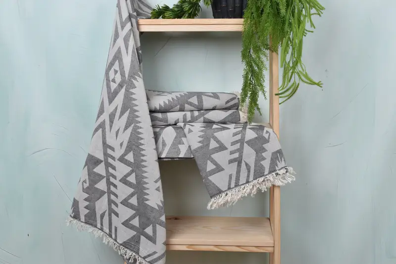 Wedding Gift, Personalized Turkish Towel, 76x40 Cotton Geometric Towel, Gym Towel, Antibacterial Turkish peshtemal towel, Fouta towel, Bridal Gifts - 7