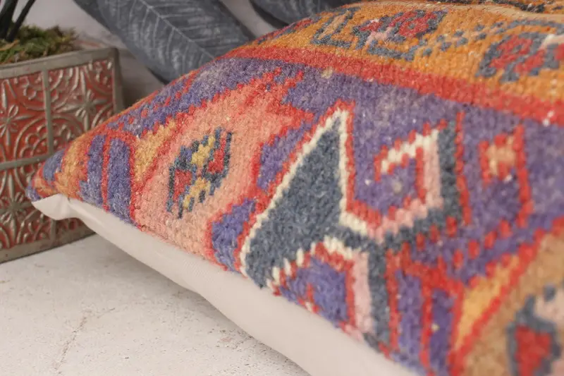 Cushion, Kilim Cushion Sham, Turkish Pillow, Turkish Kilim Pillow, 12x24 Purple Pillow Cover, Handwoven Pillow Cover Pillow Case - 7