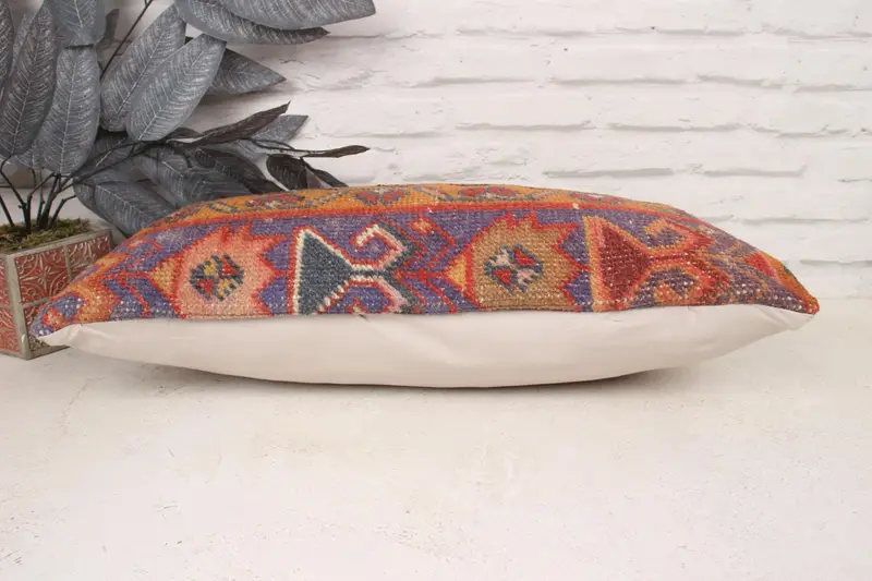 Cushion, Kilim Cushion Sham, Turkish Pillow, Turkish Kilim Pillow, 12x24 Purple Pillow Cover, Handwoven Pillow Cover Pillow Case - 5