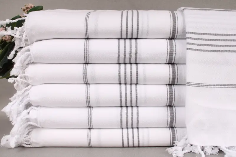 Personalized Towel Dark Gray Striped, 40x71 Inches, for Bachelorette or Wedding