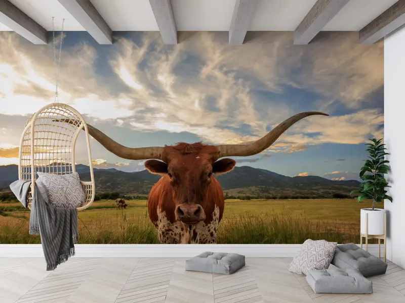 3D Printing Art, Cow Wall Stickers, Field Wallpaper, Longhorn Cow Wall Paper, Do It Yourself, Animal Wall Art, Gift For House, - 6