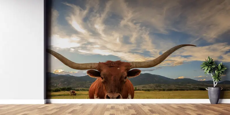 3D Printing Art, Cow Wall Stickers, Field Wallpaper, Longhorn Cow Wall Paper, Do It Yourself, Animal Wall Art, Gift For House, - 7