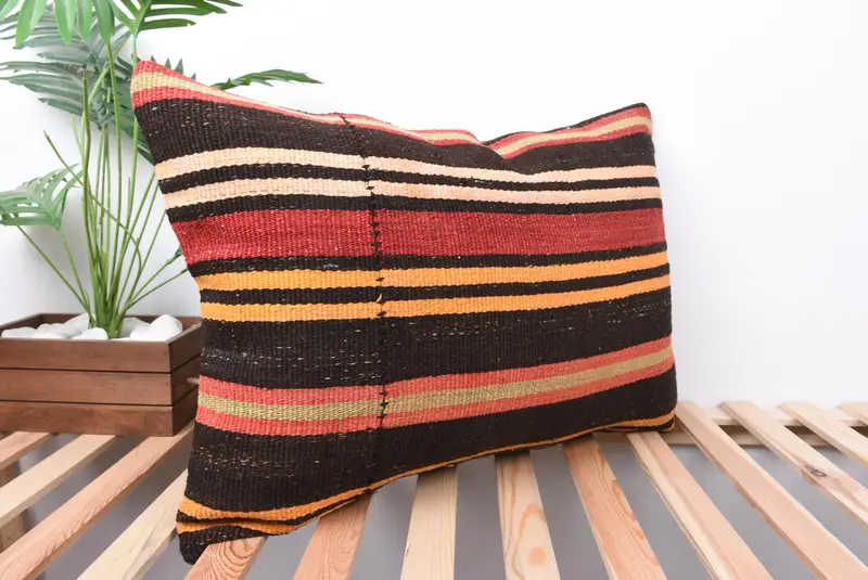 Seat Pillow Case, Pillow for Sofa, Vintage Kilim Throw Pillow, Cushion, Kilim Pillow Cover, Retro Throw Pillow, 20x28 Red Pillow Cover - 4