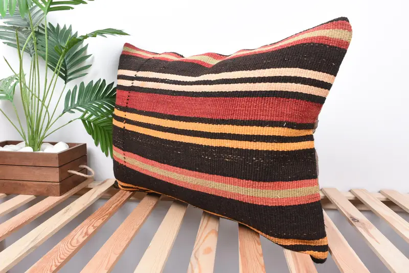 Seat Pillow Case, Pillow for Sofa, Vintage Kilim Throw Pillow, Cushion, Kilim Pillow Cover, Retro Throw Pillow, 20x28 Red Pillow Cover - 5