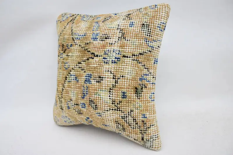 Pillow Sham, Farmhouse Pillow Case, Home Decor Pillow, 12x12 Beige Cushion Case, Vintage Pillow, Boho Throw Cushion Case, Interior Designer Pillow - 3