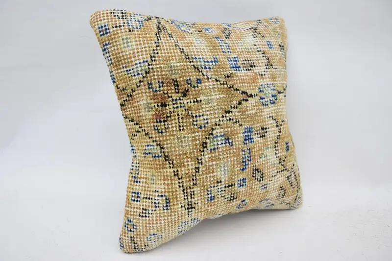 Pillow Sham, Farmhouse Pillow Case, Home Decor Pillow, 12x12 Beige Cushion Case, Vintage Pillow, Boho Throw Cushion Case, Interior Designer Pillow - 2