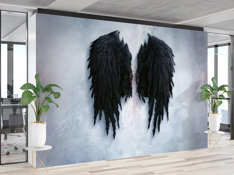 Elegant Printed Wallpaper: Abstract Angel Wings for Home Decor