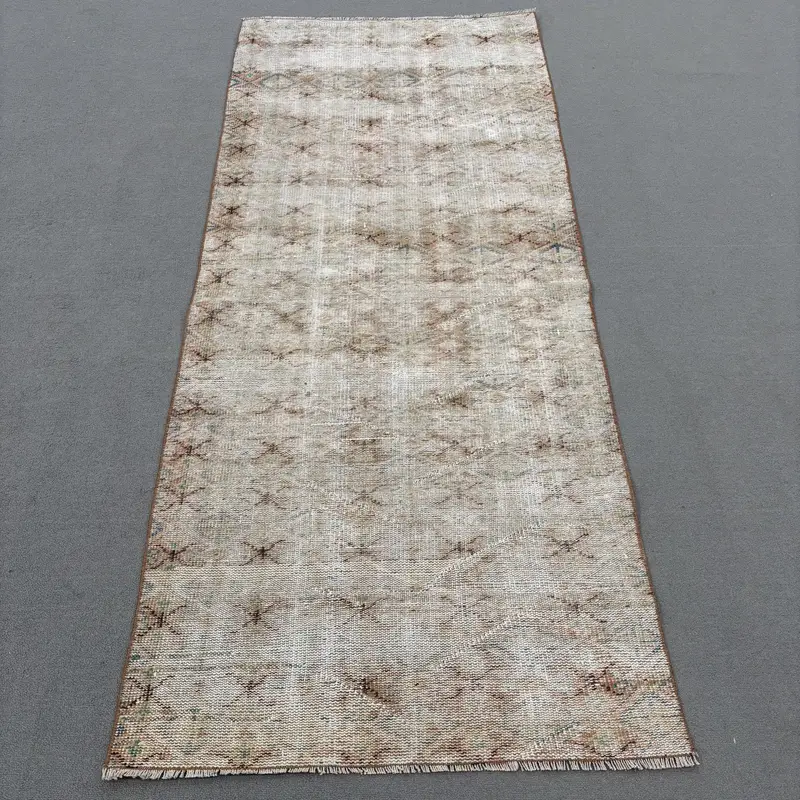 鮮やかなオレンジとブルーのラグ、3x6.9フィートのペルシャ柄