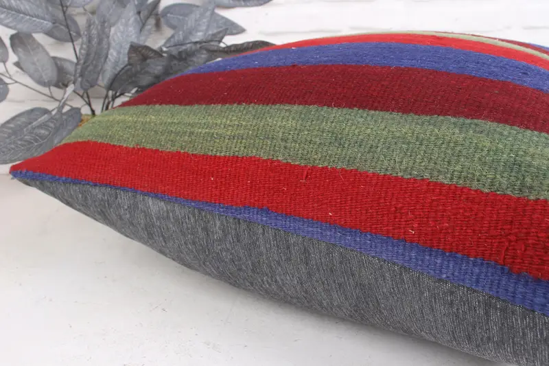 Interior Designer Pillow, Handmade Rug Seat Pillow, Antique Pillows, 24x24 Red Cushion Case, Vintage Kilim Throw Pillow, Pillow Sham - 7