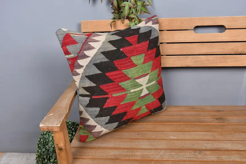 Gift Pillow, 20x20 Red Cushion Case, Morroccon Kilim Cushion Pillow, Office Chair Cushion, Boho Pillow, Pillow Sham, Vintage Pillow - 1