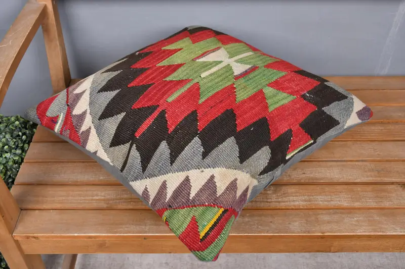 Gift Pillow, 20x20 Red Cushion Case, Morroccon Kilim Cushion Pillow, Office Chair Cushion, Boho Pillow, Pillow Sham, Vintage Pillow - 2