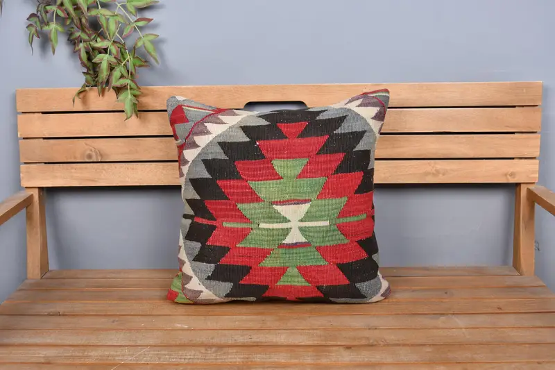Gift Pillow, 20x20 Red Cushion Case, Morroccon Kilim Cushion Pillow, Office Chair Cushion, Boho Pillow, Pillow Sham, Vintage Pillow - 6