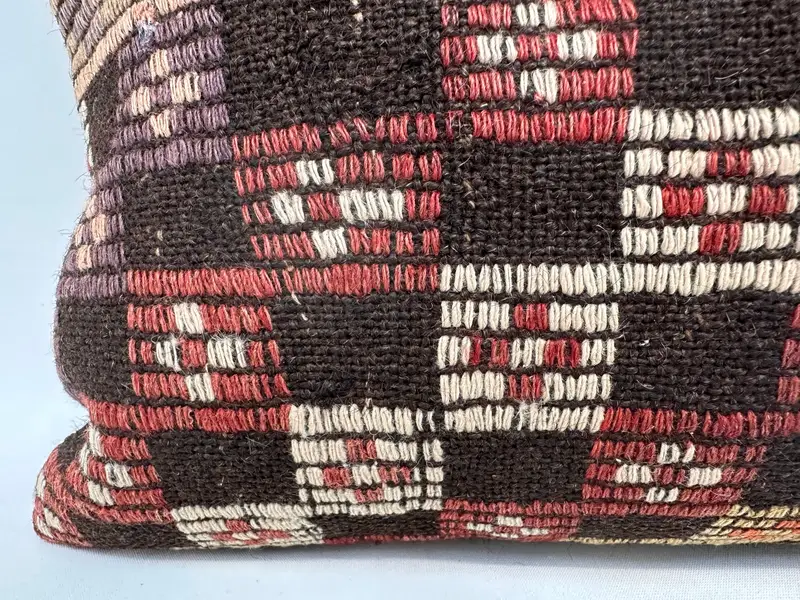Interior Designer Pillow, Ethnical Kilim Rug Pillow, Antique Pillows, Pillow, Kilim Rug Pillow Cover, Accent Throw Cushion, 12x24 Brown Pillow Sham - 2