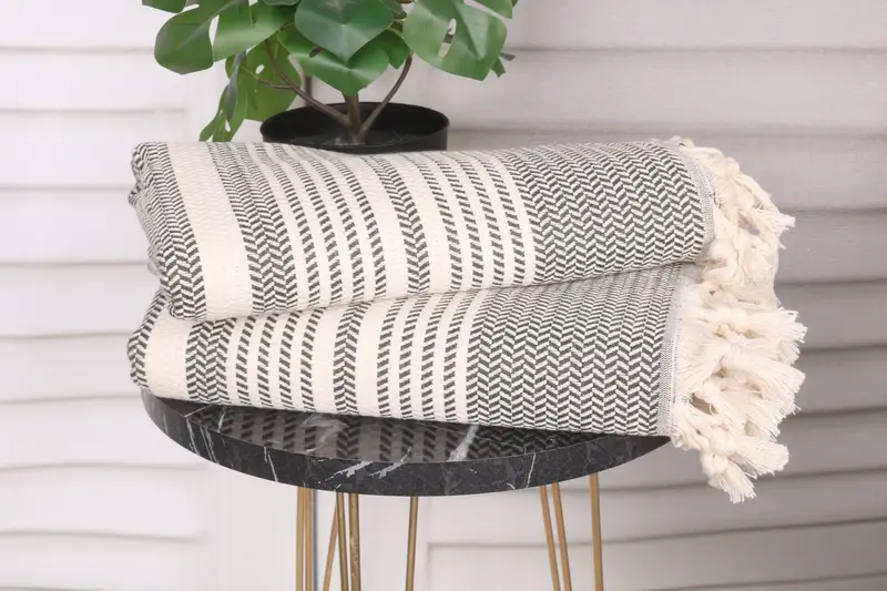 Bridesmaid Proposal Gift, Organic Turkish towel, 70x40 Cotton Striped Towel, Thin towel, Bachelorette Towel, Best Wedding Gift, Personalized Towel - 3