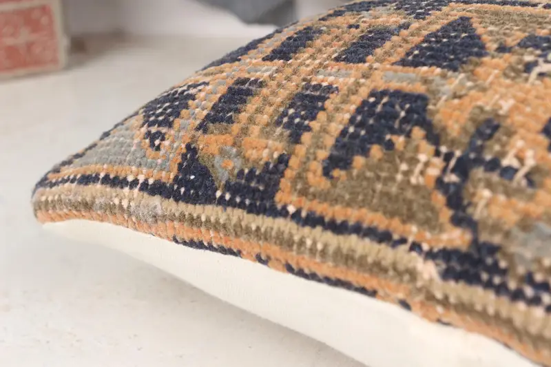 14x14 Blue Pillow Sham, Interior Designer Pillow, Ethnic Pillow, Pillow, Lounge Throw Pillow Sham, Pillow for Sofa, Ethnical Kilim Rug Pillow - 7